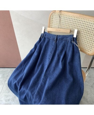 Denim Skirts Women Vintage Empire All-match Solid Minimalist Pockets Preppy Bottom Stylish Daily Popular Basic Tender Fashion...