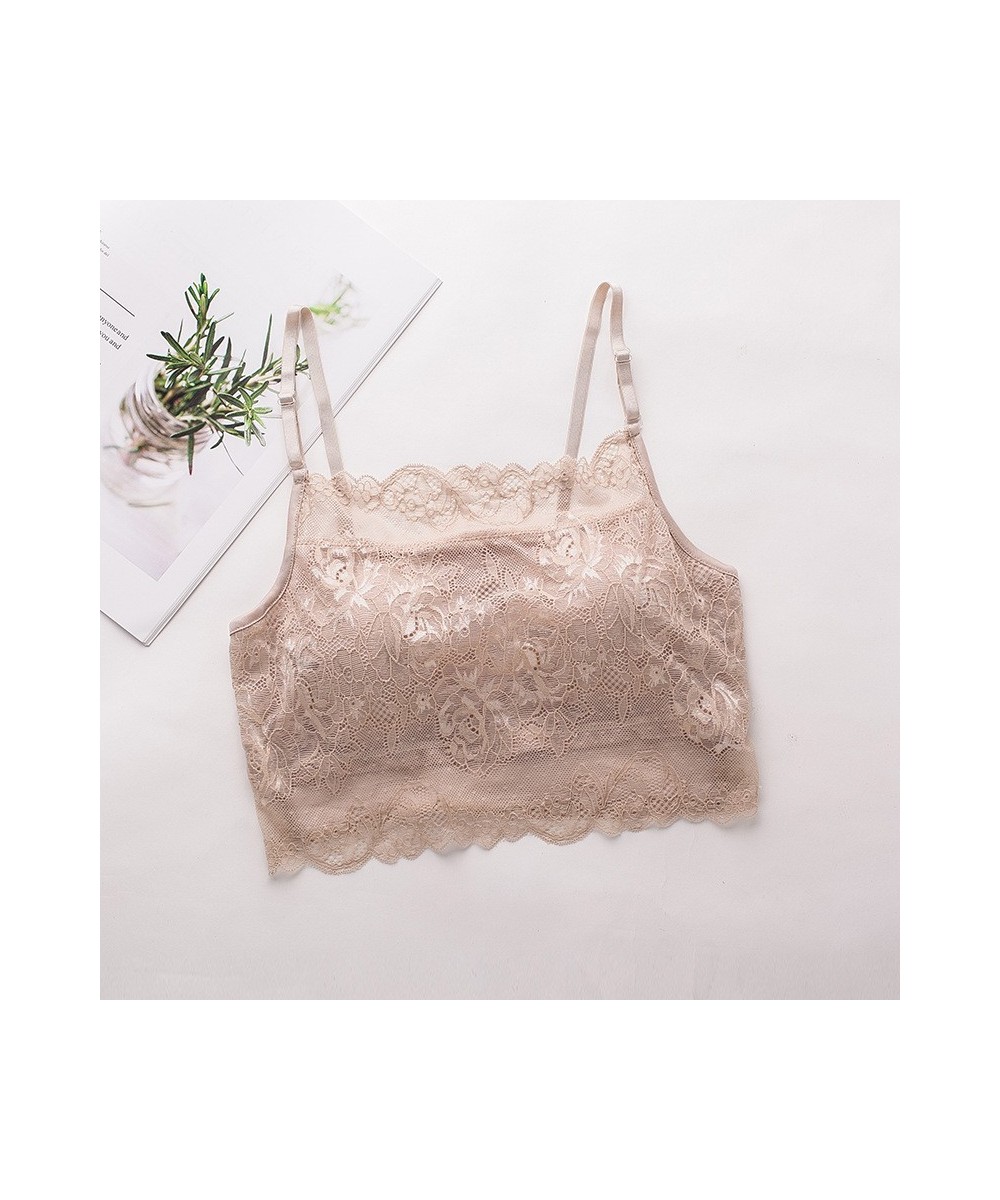 Women's 100% Real Silk Lining with outside lace fabric Wireless Bralette Bra Removable Pads Mini Cami Half Cami 3083 $31.76 -...