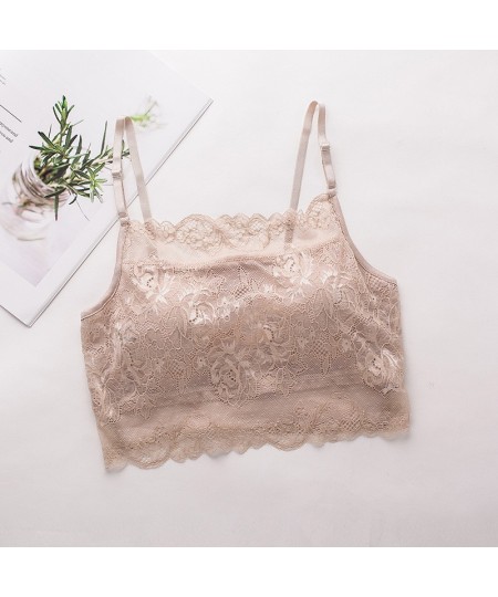 Women's 100% Real Silk Lining with outside lace fabric Wireless Bralette Bra Removable Pads Mini Cami Half Cami 3083 $31.76 -...