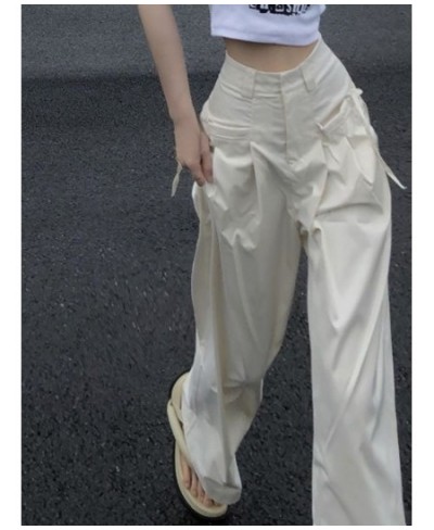 Vintage Y2K Wide Leg Pants Women White Strappy Designer Streetwear Baggy Pants Female High Waist Korean Fashion Pants 2023 Ne...