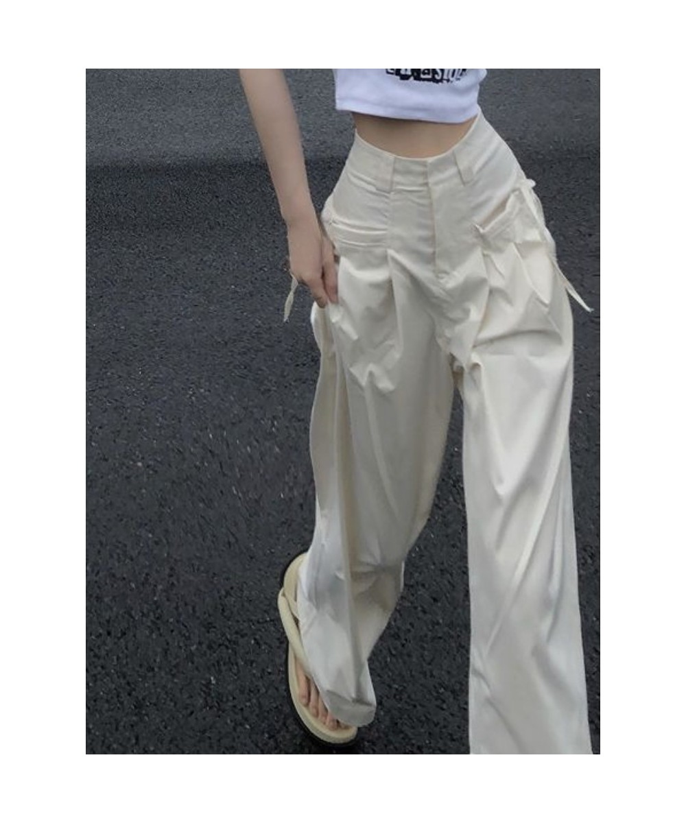 Vintage Y2K Wide Leg Pants Women White Strappy Designer Streetwear Baggy Pants Female High Waist Korean Fashion Pants 2023 Ne...