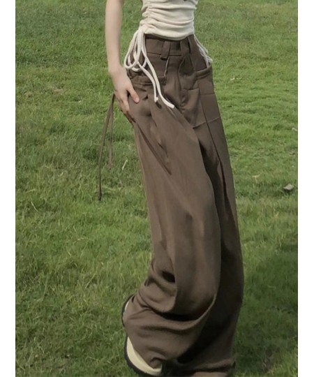 Vintage Y2K Wide Leg Pants Women White Strappy Designer Streetwear Baggy Pants Female High Waist Korean Fashion Pants 2023 Ne...