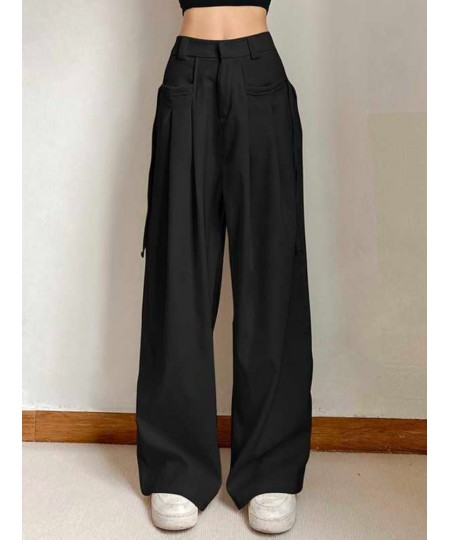 Vintage Y2K Wide Leg Pants Women White Strappy Designer Streetwear Baggy Pants Female High Waist Korean Fashion Pants 2023 Ne...