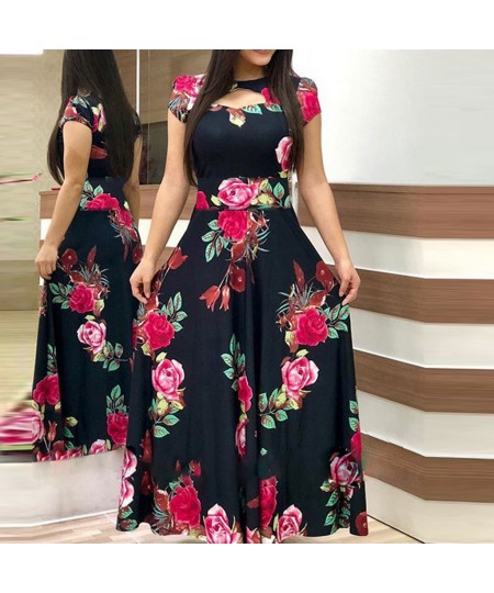 Boho Women's Casual Plus Size Dresses O-neck Short Sleeve Print Waist Strap Dress Ladies Summer Long Maxi Dress Платье 2023 $...