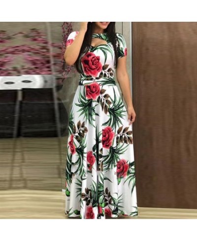 Boho Women's Casual Plus Size Dresses O-neck Short Sleeve Print Waist Strap Dress Ladies Summer Long Maxi Dress Платье 2023 $...