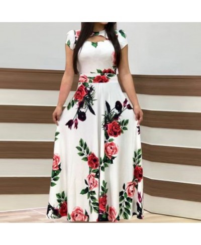 Boho Women's Casual Plus Size Dresses O-neck Short Sleeve Print Waist Strap Dress Ladies Summer Long Maxi Dress Платье 2023 $...