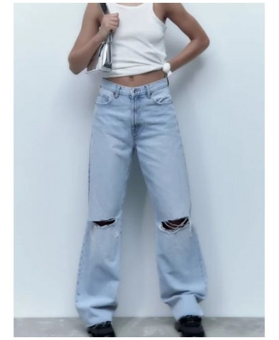 Blue Jeans Women 2023 Y2K Streetwear Broken Jeans Women High Waist Wide Leg Jeans Loose Women Clothing Casual Pants $53.29 - ...