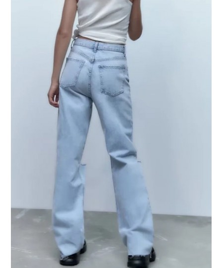 Blue Jeans Women 2023 Y2K Streetwear Broken Jeans Women High Waist Wide Leg Jeans Loose Women Clothing Casual Pants $53.29 - ...