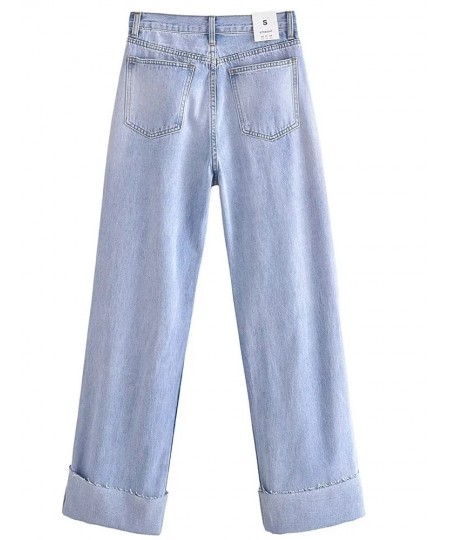 Blue Jeans Women 2023 Y2K Streetwear Broken Jeans Women High Waist Wide Leg Jeans Loose Women Clothing Casual Pants $53.29 - ...