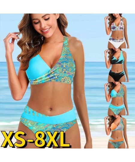 Women New Design Printing Swimsuit Two Piece Set Beachwear Swim Suit Vintage Bathing Suit Swimwear Summer High Waist Bikini S...