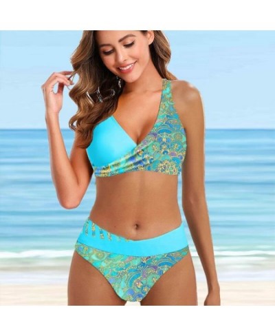 Women New Design Printing Swimsuit Two Piece Set Beachwear Swim Suit Vintage Bathing Suit Swimwear Summer High Waist Bikini S...