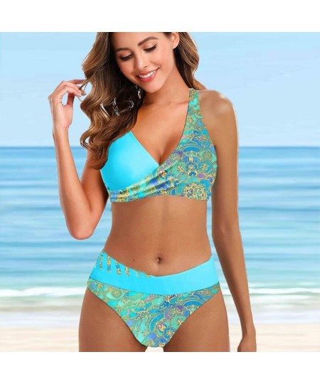 Women New Design Printing Swimsuit Two Piece Set Beachwear Swim Suit Vintage Bathing Suit Swimwear Summer High Waist Bikini S...