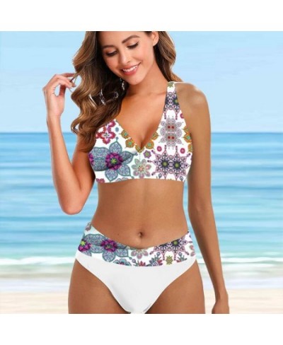 Women New Design Printing Swimsuit Two Piece Set Beachwear Swim Suit Vintage Bathing Suit Swimwear Summer High Waist Bikini S...