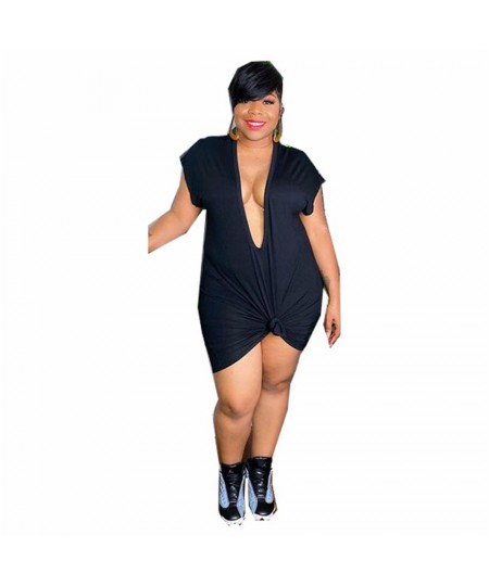 Plus Size Sexy Dresses for Women 4xl 5xl Deep V Neck Sweat Mini Dress Club Outfits Summer Clothes Wholesale $23.10 - Plus Siz...