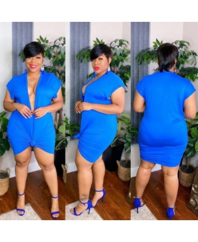 Plus Size Sexy Dresses for Women 4xl 5xl Deep V Neck Sweat Mini Dress Club Outfits Summer Clothes Wholesale $23.10 - Plus Siz...