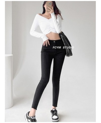 American Spice Girl Slim Hip Jeans Women Sexy High Waist Tight Stretch Slim Smoke Grey Trousers Pants C529 $57.20 - Jeans