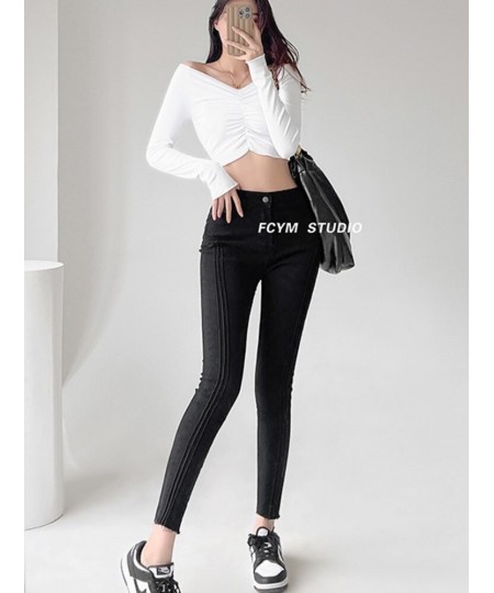 American Spice Girl Slim Hip Jeans Women Sexy High Waist Tight Stretch Slim Smoke Grey Trousers Pants C529 $57.20 - Jeans