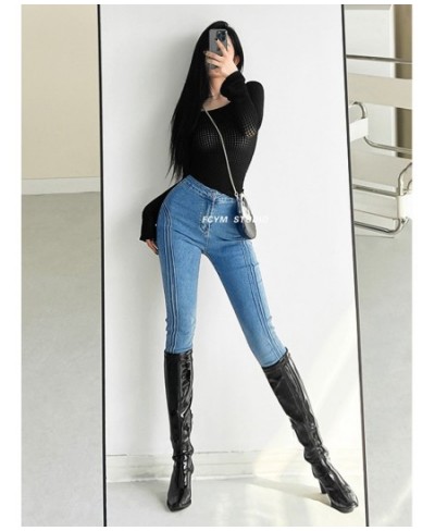 American Spice Girl Slim Hip Jeans Women Sexy High Waist Tight Stretch Slim Smoke Grey Trousers Pants C529 $57.20 - Jeans