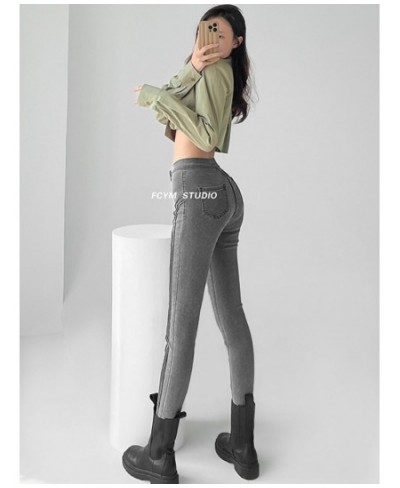 American Spice Girl Slim Hip Jeans Women Sexy High Waist Tight Stretch Slim Smoke Grey Trousers Pants C529 $57.20 - Jeans