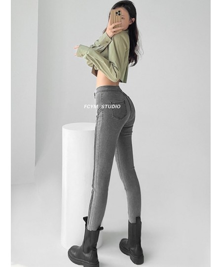 American Spice Girl Slim Hip Jeans Women Sexy High Waist Tight Stretch Slim Smoke Grey Trousers Pants C529 $57.20 - Jeans