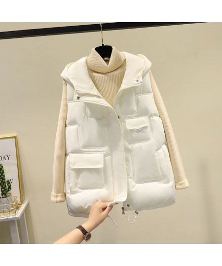 2022 Autumn Winter Sleeveless Vest Coats Women's Korean Loose Cotton Waistcoat Casual Wild Student Cotton Coat Women Hooded $...