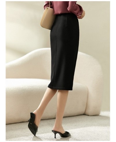 Straight Skirt Office Lady Elegant Split Knee-Length Skirt Harajuku High Waist Folds Belt Women Clothes Q23Q44583 $68.11 - Sk...