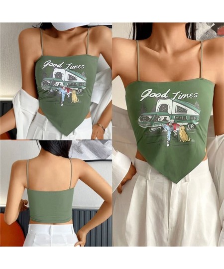 Ice Silk Halter Sexy Crop Tops Letter Tank Top Women Summer Camis Beautiful Back Female Casual Sleeveless Cropped Vest $13.01...