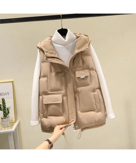 2022 Autumn Winter Sleeveless Vest Coats Women's Korean Loose Cotton Waistcoat Casual Wild Student Cotton Coat Women Hooded $...