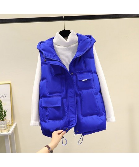 2022 Autumn Winter Sleeveless Vest Coats Women's Korean Loose Cotton Waistcoat Casual Wild Student Cotton Coat Women Hooded $...