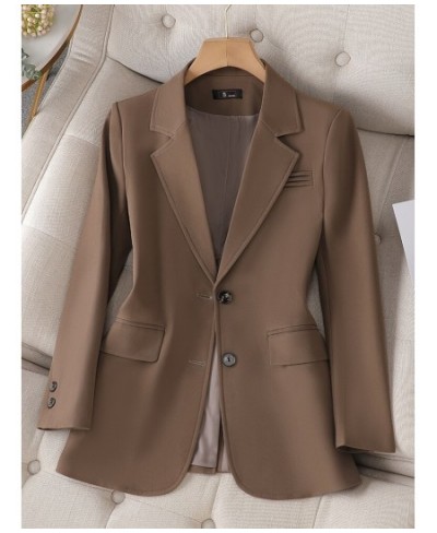 Women Fashion Solid Blazer Female Pink Coffee Black Long Sleeve Ladies Single Breasted Straight Jacket Coat 4XL $82.64 - Suit...