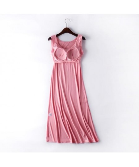 Sexy Sleepwear Women Sleeveless Vest Dress Woman Nightgowns Chest Bra Padded Nightdress Female Modal Cotton Nightshirt M-4XL ...