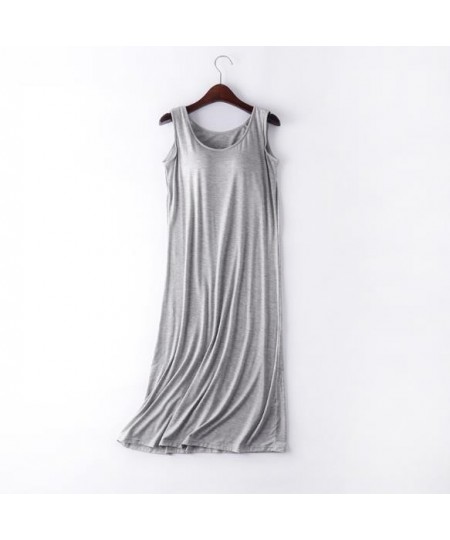 Sexy Sleepwear Women Sleeveless Vest Dress Woman Nightgowns Chest Bra Padded Nightdress Female Modal Cotton Nightshirt M-4XL ...