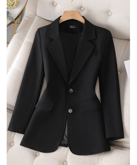 Women Fashion Solid Blazer Female Pink Coffee Black Long Sleeve Ladies Single Breasted Straight Jacket Coat 4XL $82.64 - Suit...