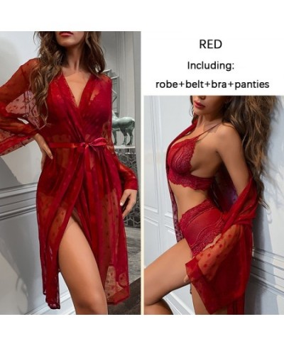 Ladies 3PC Robe Suit New Satin Nightdress Set Sexy Printed Nightgown Silk Lingerie Leisure Time House Pajama Underwea $30.53 ...