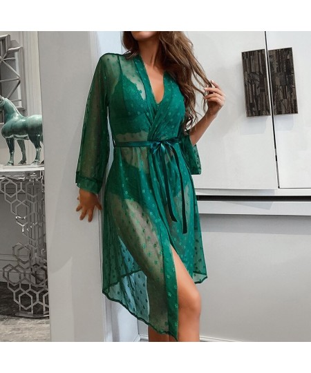 Ladies 3PC Robe Suit New Satin Nightdress Set Sexy Printed Nightgown Silk Lingerie Leisure Time House Pajama Underwea $30.53 ...