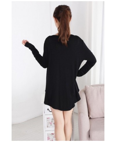 One Piece Irregular Cardigan Pajamas Women Modal Long Sleeve V Neck Sleep Tops Loose Casual Sleepwear Pyjama Pour Femme $28.7...