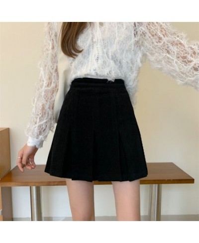 Vintage Corduroy Pleated Skirt Women Autumn Winter Korean Fashion Preppy Style High Waisted Kawaii Casual Mini Skirts $33.95 ...