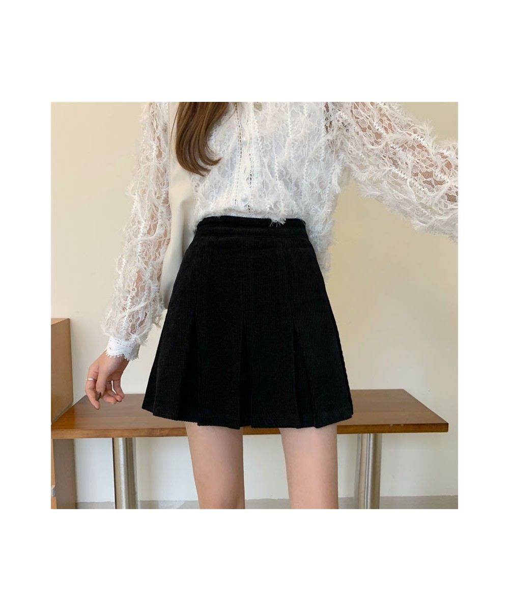 Vintage Corduroy Pleated Skirt Women Autumn Winter Korean Fashion Preppy Style High Waisted Kawaii Casual Mini Skirts $33.95 ...