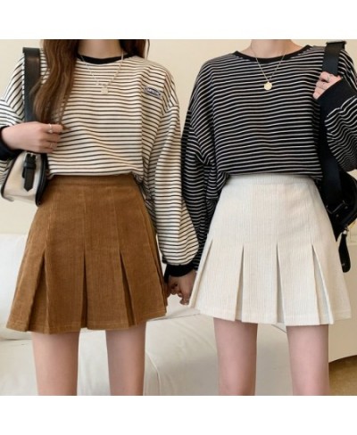 Vintage Corduroy Pleated Skirt Women Autumn Winter Korean Fashion Preppy Style High Waisted Kawaii Casual Mini Skirts $33.95 ...