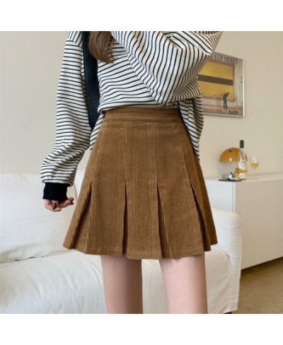 Vintage Corduroy Pleated Skirt Women Autumn Winter Korean Fashion Preppy Style High Waisted Kawaii Casual Mini Skirts $33.95 ...