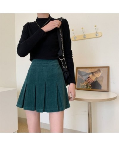 Vintage Corduroy Pleated Skirt Women Autumn Winter Korean Fashion Preppy Style High Waisted Kawaii Casual Mini Skirts $33.95 ...