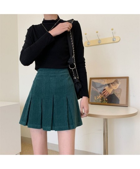 Vintage Corduroy Pleated Skirt Women Autumn Winter Korean Fashion Preppy Style High Waisted Kawaii Casual Mini Skirts $33.95 ...