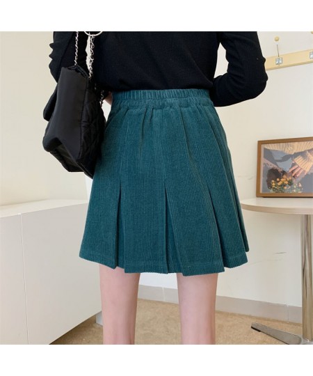 Vintage Corduroy Pleated Skirt Women Autumn Winter Korean Fashion Preppy Style High Waisted Kawaii Casual Mini Skirts $33.95 ...