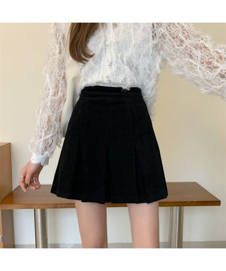 Vintage Corduroy Pleated Skirt Women Autumn Winter Korean Fashion Preppy Style High Waisted Kawaii Casual Mini Skirts $33.95 ...