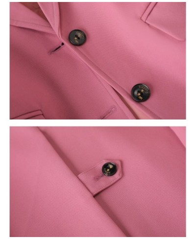 Women Fashion Solid Blazer Female Pink Coffee Black Long Sleeve Ladies Single Breasted Straight Jacket Coat 4XL $82.64 - Suit...