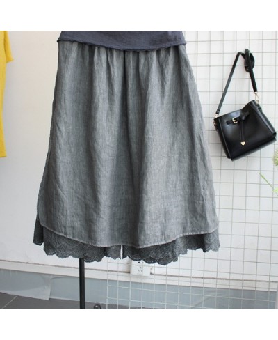 Japan Harajuku Mori Girl Wide-leg Soft Lace Skirt Cotton Linen Faux Two Piece Female Elastic Waist Trousers Y2k Pants $56.24 ...