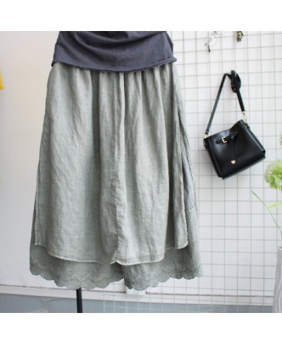 Japan Harajuku Mori Girl Wide-leg Soft Lace Skirt Cotton Linen Faux Two Piece Female Elastic Waist Trousers Y2k Pants $56.24 ...