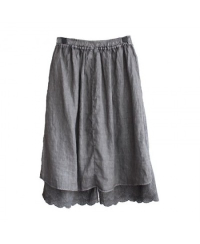 Japan Harajuku Mori Girl Wide-leg Soft Lace Skirt Cotton Linen Faux Two Piece Female Elastic Waist Trousers Y2k Pants $56.24 ...