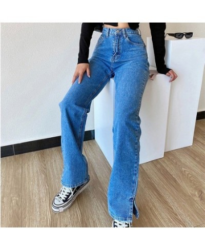 High Waist Loose Slit Jeans For Women Casual Straight Leg Baggy Pants Mom Jeans Washed Boyfriend Jeans Streetwear Retro Jeans...