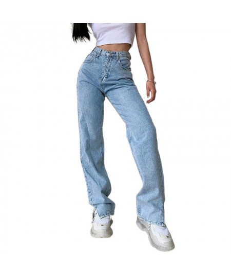 High Waist Loose Slit Jeans For Women Casual Straight Leg Baggy Pants Mom Jeans Washed Boyfriend Jeans Streetwear Retro Jeans...